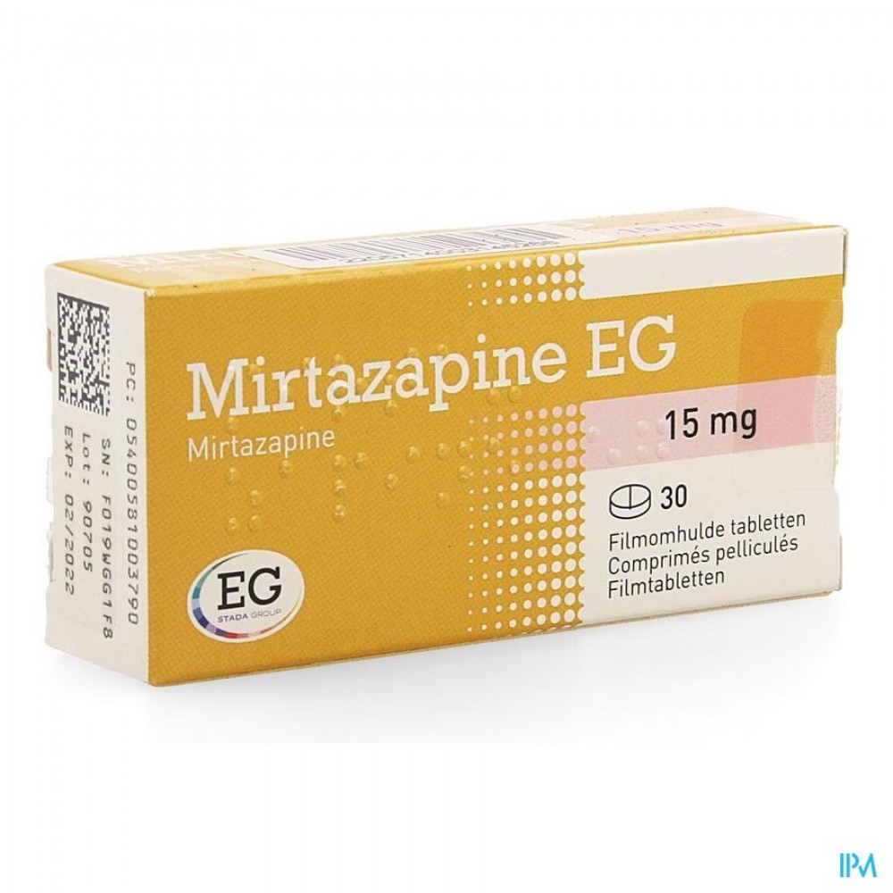 Mirtazapine EG 15Mg Tabl Pell 30X15Mg | Apotheek Vanderhaegen