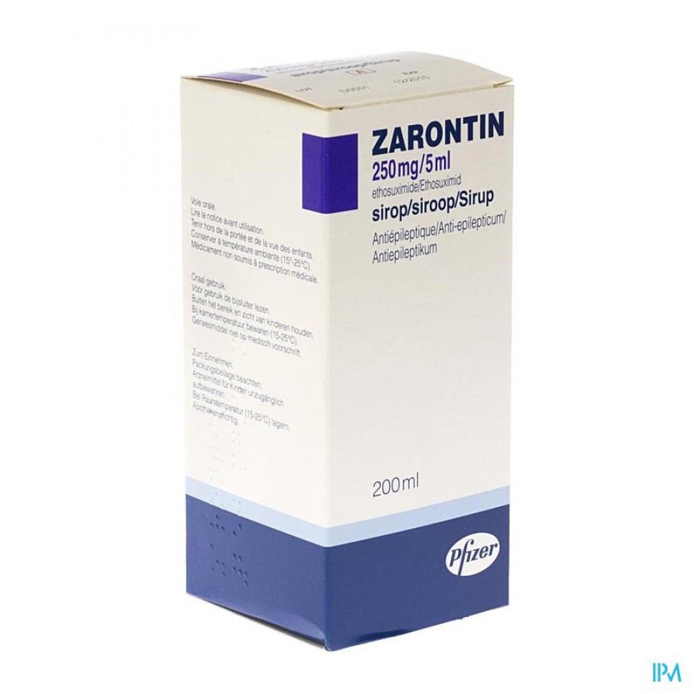 Zarontin 250mg/5ml Siroop 200ml Apotheek Vanderhaegen