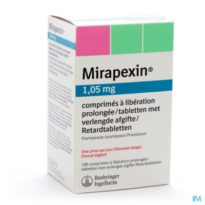 Mirapexin Pr 1,05mg Comp Verlengde Afgifte 100