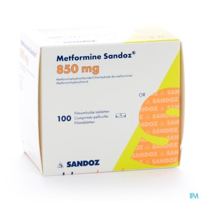 Metformine Sandoz 850mg Comp 100 X 850mg