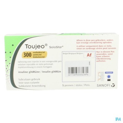 Toujeo Solostar 300e/ml Opl Inj Voorgevulde Pen 5
