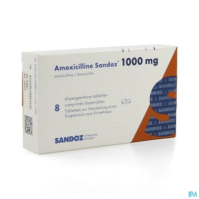 Amoxicilline Sandoz 1000mg Tabl Disp 8