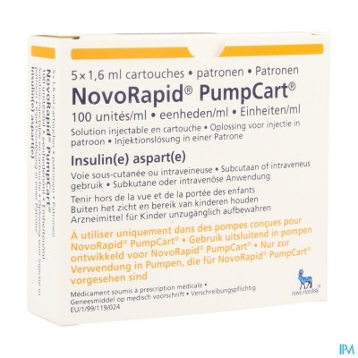 Novorapid Pumpcart 100ie/ml Patroon 5 X 1,6ml