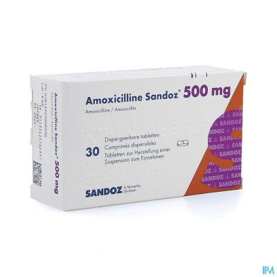 Amoxicilline Sandoz 500mg Tabl Disp 30