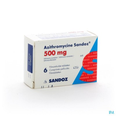 Azithromycine 500mg Sandoz Tabl Omhulde 6x500 mg