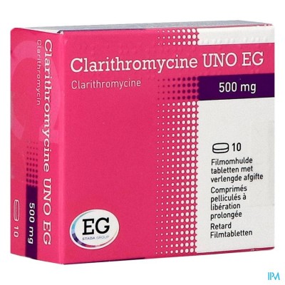 Clarithromycine Uno EG 500Mg Filmomh 10X500Mg