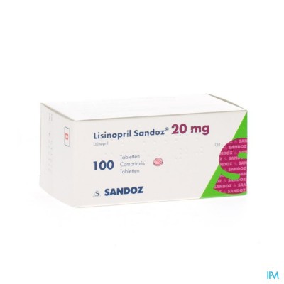 Lisinopril Sandoz 20mg Comp 100