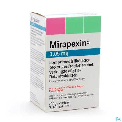 Mirapexin Pr 1,05mg Comp Verlengde Afgifte 100
