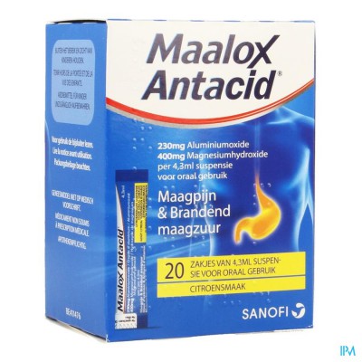 Maalox Antacid Lemon 230mg/400mg Susp Or. 20x4,3ml