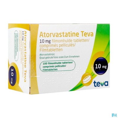 Atorvastatine Teva 10mg Filmomh Tabl 100 Blister