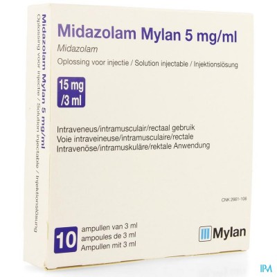 Midazolam Mylan 5 mg/ml inj. opl. i.m./i.v. amp. 10 x 3 ml
