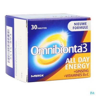 Omnibionta3 All Day Energy Multivitamines voor Energie (30 tabletten)