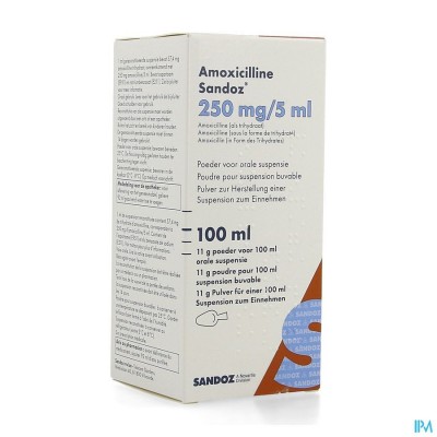 Amoxicilline Sandoz 250mg/5ml Pulv Susp Or 100ml