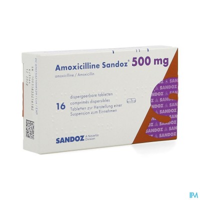 Amoxicilline Sandoz 500mg Tabl Disp 16