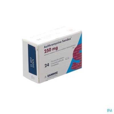 Azithromycine 250mg Sandoz Tabl Filmomh 24x250 mg