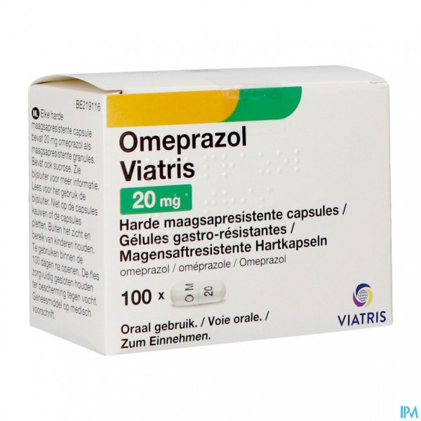 Omeprazol Viatris 20mg Caps 100
