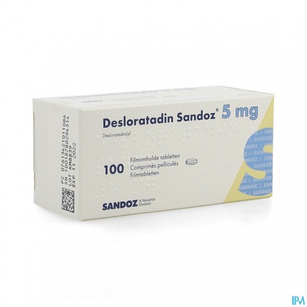 Desloratadine Sandoz 5mg Filmomh Tabl 100 X 5mg