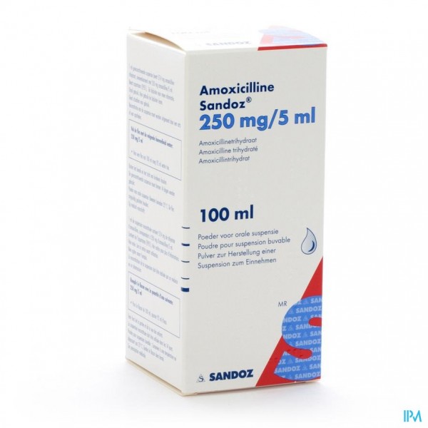 Amoxicilline Sandoz 250mg/5ml Pulv Susp Or 100ml