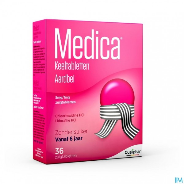 Medica Keeltabletten Aardbei 36 zuigtabletten